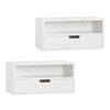 SoBuy NKD03-Wx2 Set de 2 Mesitas de noche Flotantes con 1 Cajón Blanco