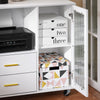 SoBuy ASK09-W Soporte para Impresora con Ruedas con 2 cajones 1 Puerta de Vidrio 75 x 40 x 76 cm