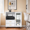 SoBuy ASK09-W Soporte para Impresora con Ruedas con 2 cajones 1 Puerta de Vidrio 75 x 40 x 76 cm