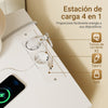 SoBuy FBT115-E-W Mesita de Noche con función de Carga con 2 Enchufes Blanco