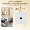 SoBuy FBT115-E-W Mesita de Noche con función de Carga con 2 Enchufes Blanco