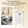 SoBuy FBT115-L-E-W Mesita de Noche con función de Carga con 3 cajones Blanco