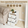 SoBuy FBT115-L-E-W Mesita de Noche con función de Carga con 3 cajones Blanco