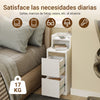 SoBuy FBT178-E-WN Mesita de Noche Flotante con luz LED y Estación de Carga Blanca