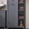SoBuy BZR104-DG Armario Alto de Baño con cesto de ropa 6 Estantes y 2 Cajones Gris