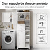 Preventa-SoBuy BZR104-W Armario Alto de Baño con Estantes y Cesto para Ropa Sucia Blanco