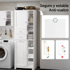 Preventa-SoBuy BZR104-W Armario Alto de Baño con Estantes y Cesto para Ropa Sucia Blanco