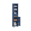 SoBuy BZR112-B Armario Alto para Baño con 3 Estantes 1 Puerta y 1 Cajón Azul