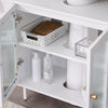 SoBuy BZR115-II-W Mueble para debajo del Lavabo con 2 Puertas y 2 Estantes Blanco