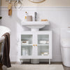 SoBuy BZR115-II-W Mueble para debajo del Lavabo con 2 Puertas y 2 Estantes Blanco