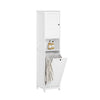 SoBuy BZR124-W Mueble Columna de Baño con 1 Cesto para Ropa Sucia