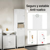 SoBuy BZR124-W Mueble Columna de Baño con 1 Cesto para Ropa Sucia