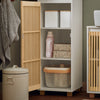 SoBuy BZR127-W Mueble Columna de Baño con 1 Compartimiento 2 Puertas