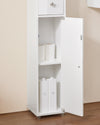 SoBuy BZR167-GW Mueble Columna de Baño con 5 Estantes Abiertos 2 Puertas y 1 Cajón Blanco