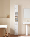 SoBuy BZR167-GW Mueble Columna de Baño con 5 Estantes Abiertos 2 Puertas y 1 Cajón Blanco