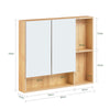 SoBuy BZR177-N Armario de Pared con Espejos con 2 Puertas 3 Estantes 80 x 13 x 70cm