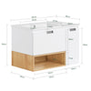 SoBuy BZR178-WN Armario Colgante con Lavabo con 1 Cajon 1 Puerta y 1 Compartimneto 80 x 46 x 54 cm