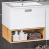 SoBuy BZR178-WN Armario Colgante con Lavabo con 1 Cajon 1 Puerta y 1 Compartimneto 80 x 46 x 54 cm
