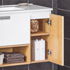 SoBuy BZR178-WN Armario Colgante con Lavabo con 1 Cajon 1 Puerta y 1 Compartimneto 80 x 46 x 54 cm