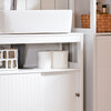 SoBuy BZR185-W Mueble para Debajo del Lavabo con 2 Puertas y 1 Estante Abierto Blanco