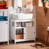 SoBuy BZR185-W Mueble para Debajo del Lavabo con 2 Puertas y 1 Estante Abierto Blanco