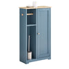 SoBuy BZR189-HGMueble de baño con portarrollos para Papel higiénico y escobillero con 1 Puerta Azul