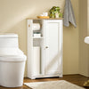 SoBuy BZR189-WMueble de baño con portarrollos para Papel higiénico y escobillero con 1 Puerta Blanco