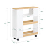SoBuy BZR190-WN Mueble Portarrollos de Papel Higiénico con Ruedas Blanco y Natural 60x20x71cm