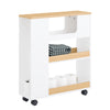 SoBuy BZR190-WN Mueble Portarrollos de Papel Higiénico con Ruedas Blanco y Natural 60x20x71cm