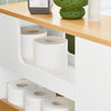 SoBuy BZR190-WN Mueble Portarrollos de Papel Higiénico con Ruedas Blanco y Natural 60x20x71cm