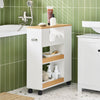 SoBuy BZR190-WN Mueble Portarrollos de Papel Higiénico con Ruedas Blanco y Natural 60x20x71cm