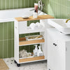 SoBuy BZR190-WN Mueble Portarrollos de Papel Higiénico con Ruedas Blanco y Natural 60x20x71cm