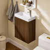 SoBuy BZR196-BR Armario Colgante para Cuarto de Baño con 1 Puerta y 1 Lavabo Marrón 40 x 22 x 56 cm