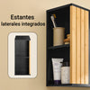 SoBuy BZR204-SCH Armario baño Pared Colgante con Espejo y estantes Ajustables Negro