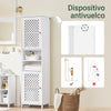 SoBuy BZR209-W Armario Alto de Baño con 2 puertas Blanco