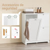 SoBuy BZR213-W Mueble Baño con 3 Cestos de Ropa Armario Estrecho para Lavandería 78x38x90 cm