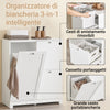 SoBuy BZR213-W Mueble Baño con 3 Cestos de Ropa Armario Estrecho para Lavandería 78x38x90 cm