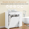 SoBuy BZR214-W Mueble Baño con Cestos para Ropa con Cajón, 2 Cestos Extraíbles y Compartimento Deslizante