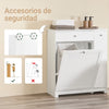 SoBuy BZR214-W Mueble Baño con Cestos para Ropa con Cajón, 2 Cestos Extraíbles y Compartimento Deslizante