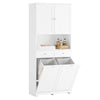 SoBuy BZR215-W Armario Alto de Baño con 2 Cestos para Ropa y 2 Cajones Blanco