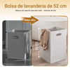 SoBuy BZR216-W Armario Alto Mueble Columna de Baño con 1 Cesto Ropa y 1 Puerta Blanco