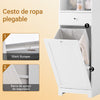 SoBuy BZR216-W Armario Alto Mueble Columna de Baño con 1 Cesto Ropa y 1 Puerta Blanco