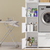 SoBuy BZR232-W Armario Multiusos de Baño Blanco Mueble Lavadero Alto y Estrecho 60x40x186.4 cm