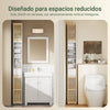 SoBuy BZR34-BW Armario Alto de Baño Estrecho con Puertas de Bambú Blanco 20x20x180cm