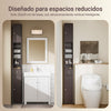 SoBuy BZR34-II-BR Mueble Columna de Baño con 5 Estantes Abiertos 2 Puertas y 1 Cajón Marron