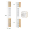 SoBuy BZR34-BW Armario Alto de Baño Estrecho con Puertas de Bambú Blanco 20x20x180cm