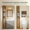 SoBuy BZR34-II-PF Mueble Columna de Baño con 5 Estantes Abiertos 2 Puertas y 1 Cajón Marrón