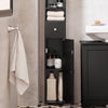 SoBuy BZR34-SCH Mueble Columna de Baño con 2 Puertas y 1 cajón Negro