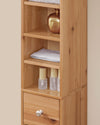 SoBuy BZR34-II-SH Mueble Columna de Baño con 5 Estantes Abiertos 2 Puertas y 1 Cajón Natural 20 x 20 x 180 cm