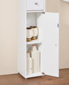 SoBuy BZR34-W Mueble Columna de Baño Estrecho con 2 Puertas y 1 cajón Blanco 20x20x180cm